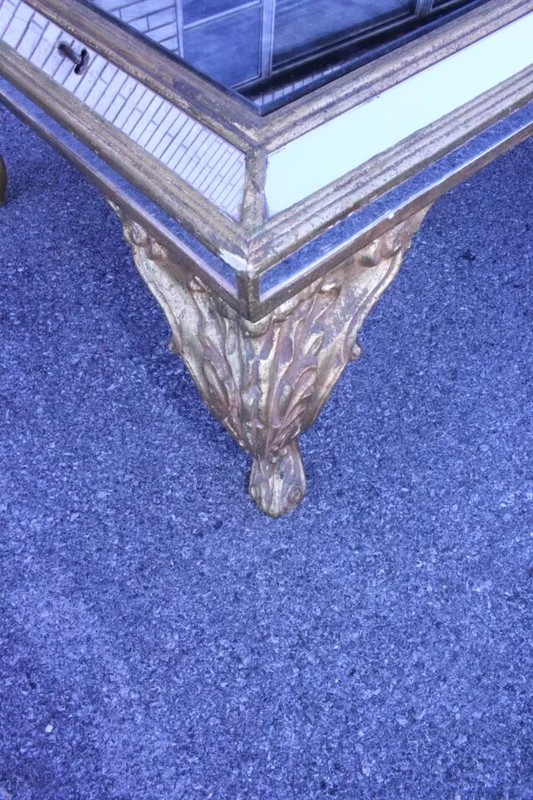 Gorgeous Italian Mirrored Carved Coffee Table with Gold Leaf gallery