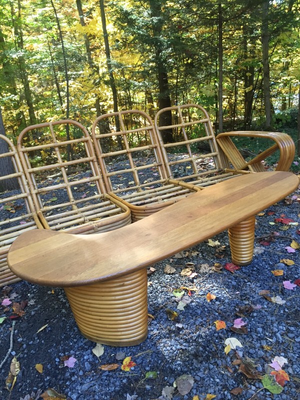 Paul Frankl rattan coffee table