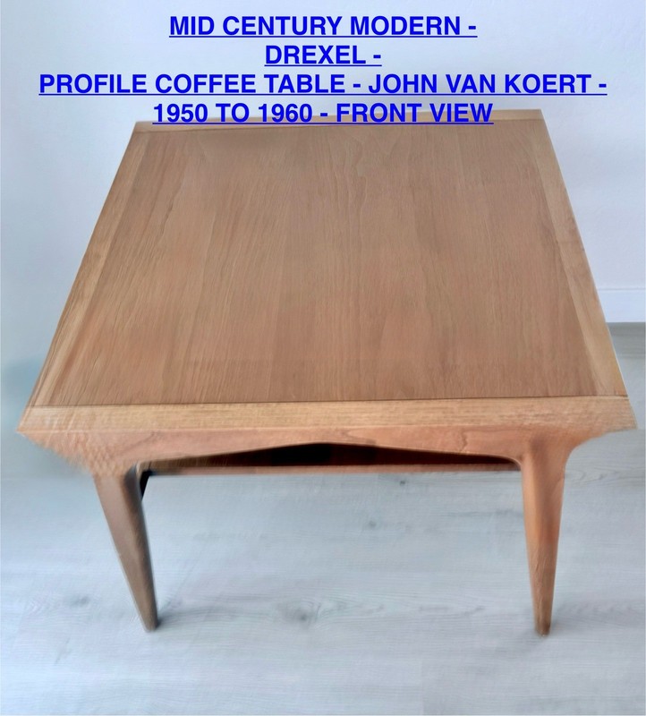 Drexel Profile Coffee Table by John Van Koert – Mid Century Modern Walnut/Pecan