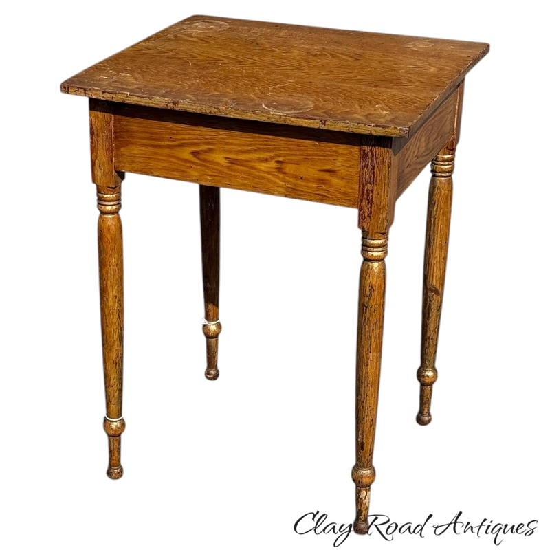 antique Lancaster pa paint decorated night stand table grain folk art primitive