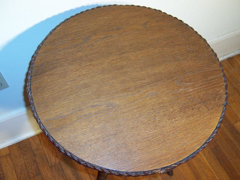Antique Original Arts & Crafts Oak & Wicker Lamp Side Table 28" Tall gallery