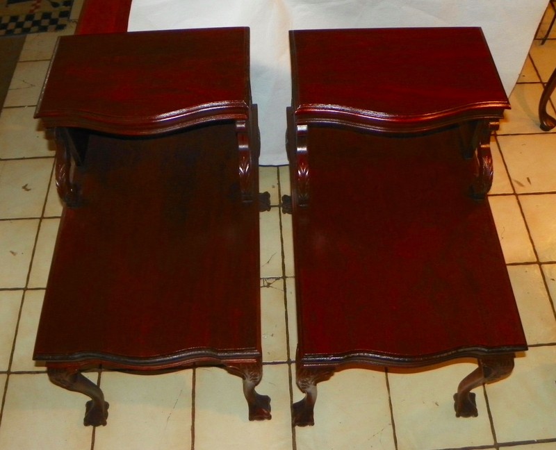 Mid Century Carved Mahogany Step End Table by Mersman (1 table) (SET-15) gallery