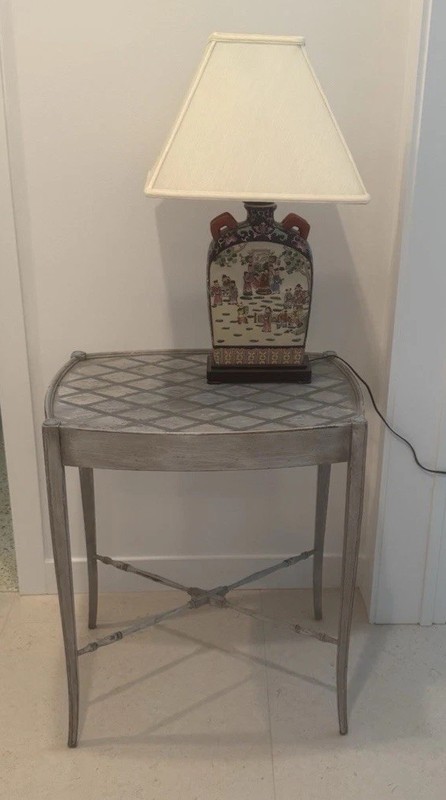 French Directoire Style Wood Period Side Table Distress Faux Paint 18 x 23 x 26h gallery