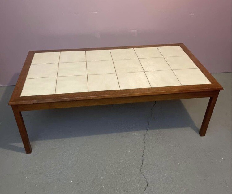 Mid Century Modern Teak and Tile Top Coffee Table made in Denmark. gallery