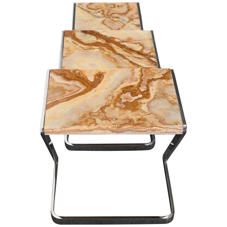 Brueton Onyx and Stainless Steel Nesting Tables, 1980s gallery