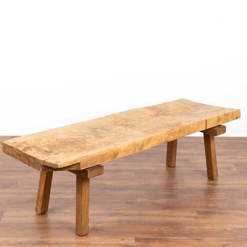 Antique Rustic Slab Wood Coffee Table with Splay Legs gallery