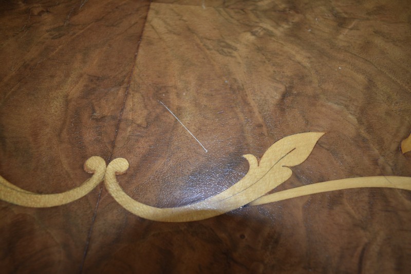 Vintage French Provincial Coffee Table Inlay Wood Carved Cabriole Legs gallery