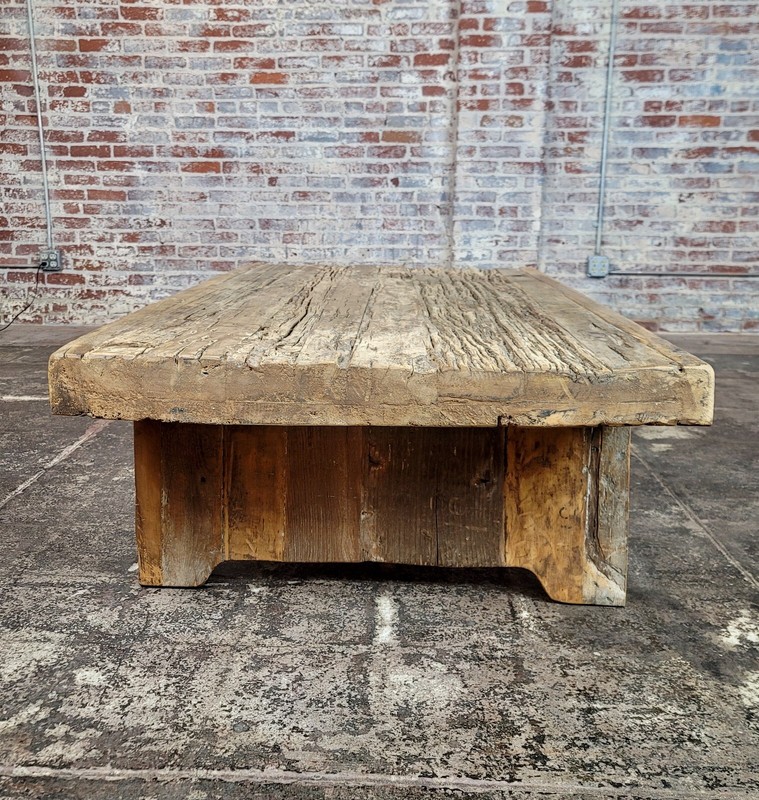 Antique Rustic Heavy Wood Coffee Table gallery