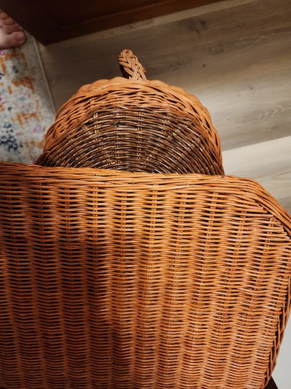 Vintage Boho Wicker Rattan Elephant Side Table Style of Mario Lopez Torres 1970s gallery