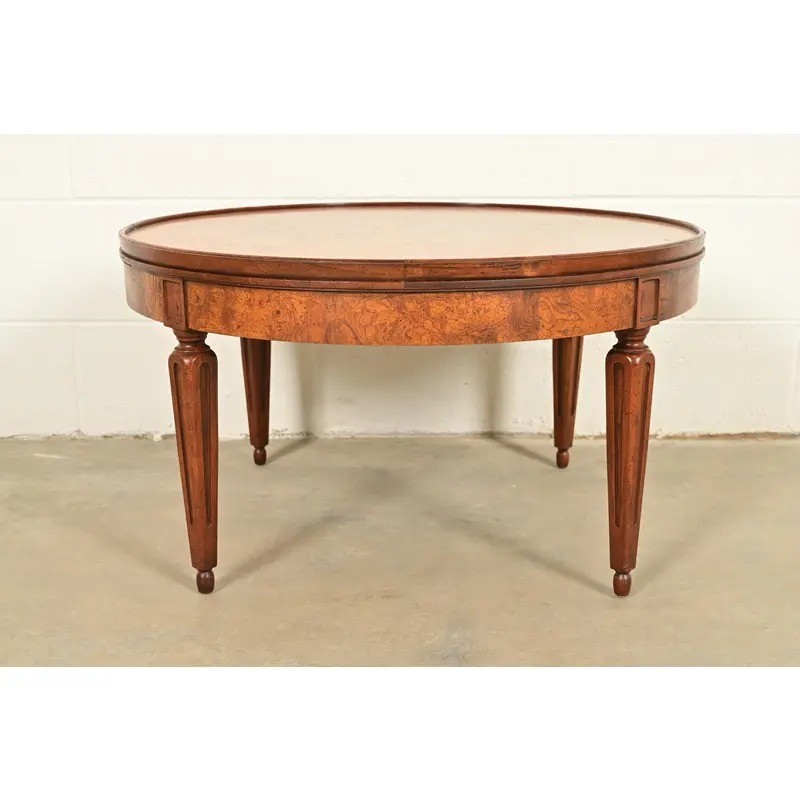 Baker Furniture French Regency Louis XVI Burled Wood Coffee Table, Circa 1960s gallery