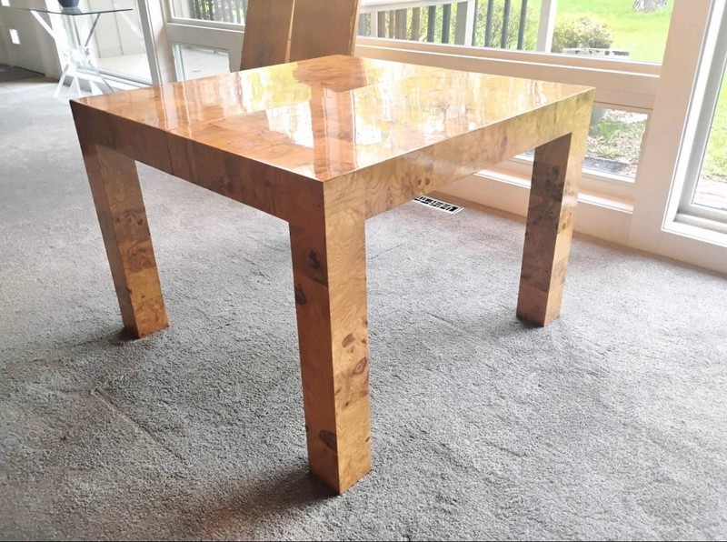 Stunning Milo Baughman Thayer Coggin Modern Burl Wood Extending Dining Table