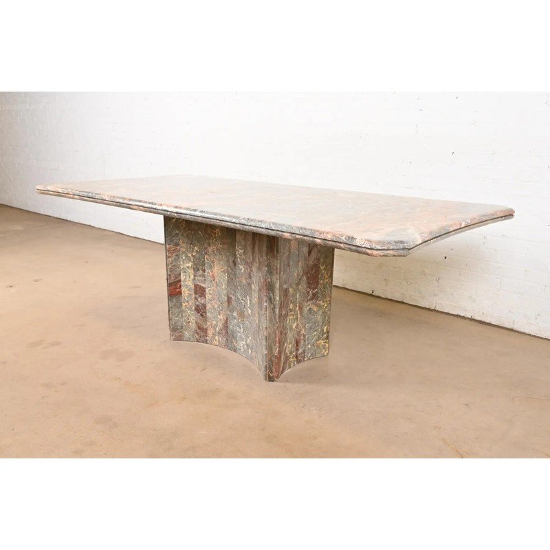 Modern Italian Marble Pedestal Dining Table in the Manner of Ello, Circa 1970s gallery