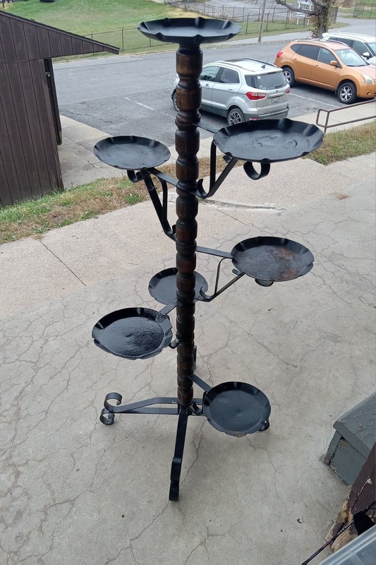 Vintage Spanish Gothic Revival Rotating Wrought Iron Plant Stand gallery