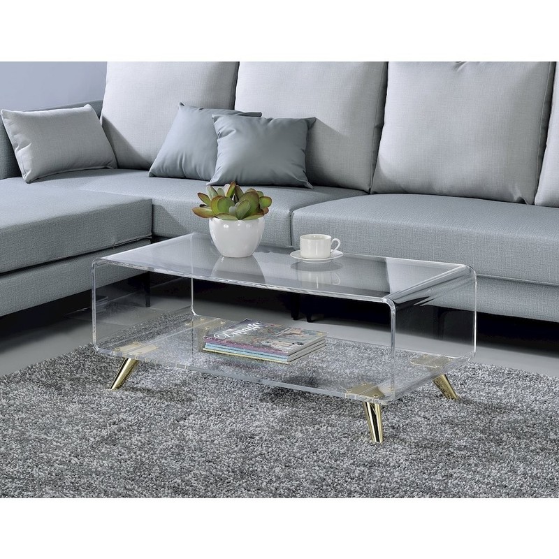 Colin Two-Tier Acrylic Coffee Table with Metal Frame gallery