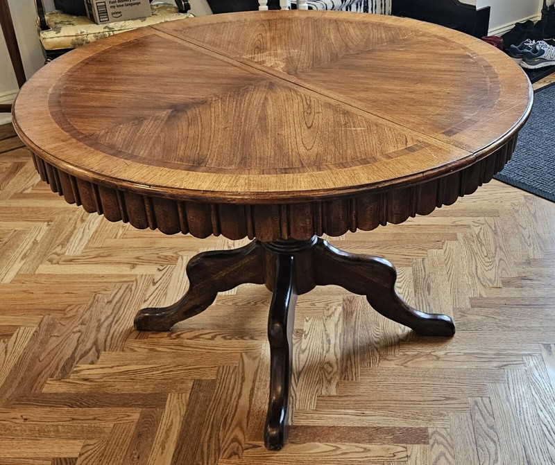 Mid-Century Round to Oval Walnut Extendable Dining Table gallery