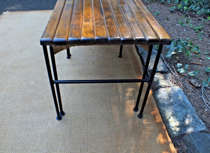 MCM Arthur Umanoff Bench with Iron Base and Two Nesting Stools gallery