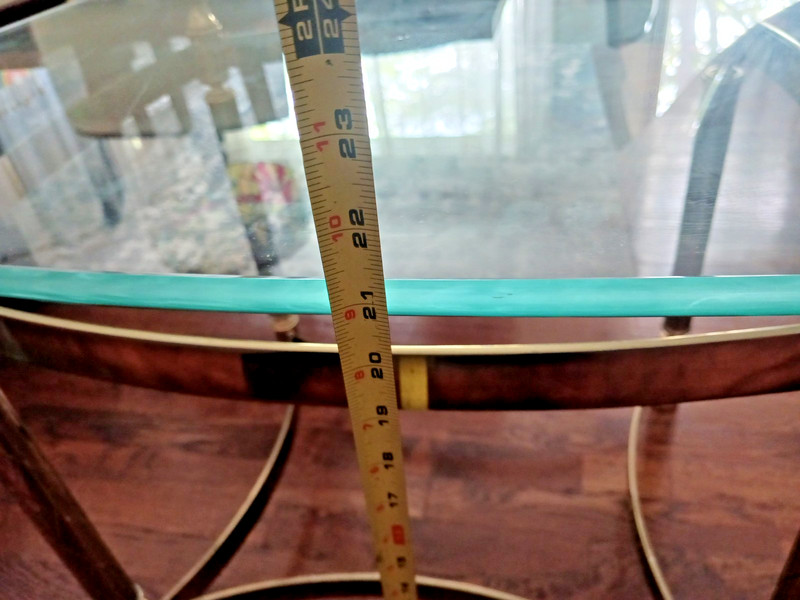 Vtg MCM Glass Top End Table Tomaso Style Brass Metal Mid Century Side Nightstand gallery