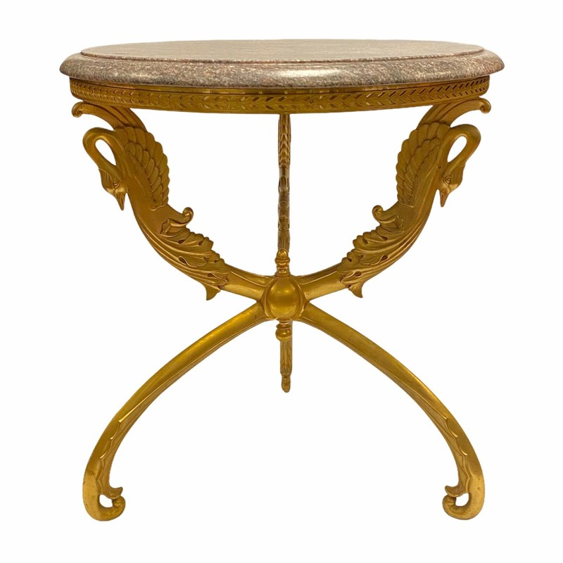 Gueridon Tripod Side Table Gilt Bronze in French Empire Style gallery