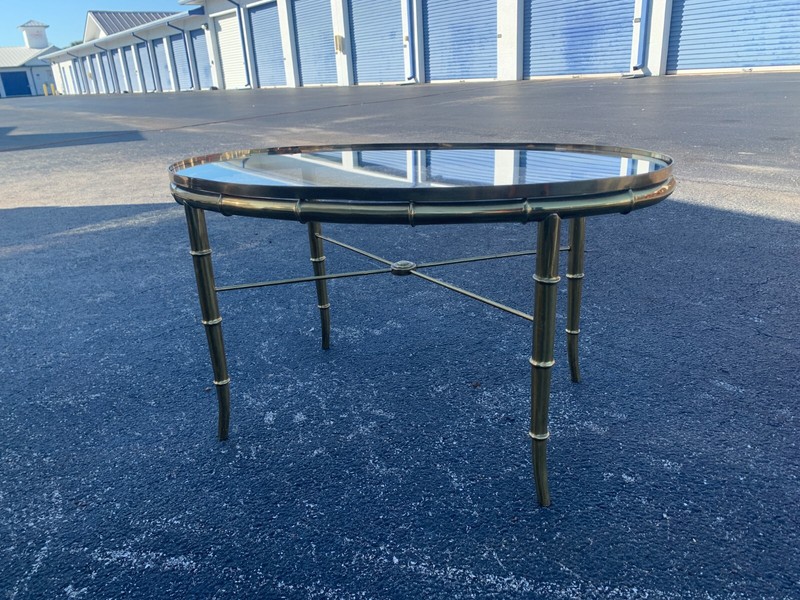 1970s Mastercraft Brass and Faux Bamboo Coffee Table gallery