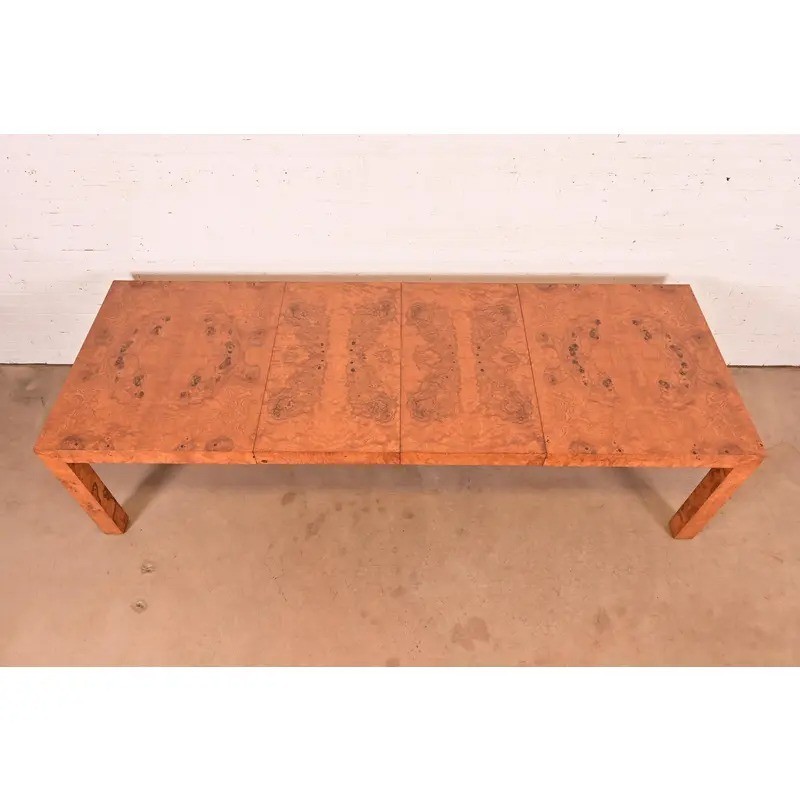 Milo Baughman Mid-Century Modern Burlwood Dining Table, Newly Refinished gallery