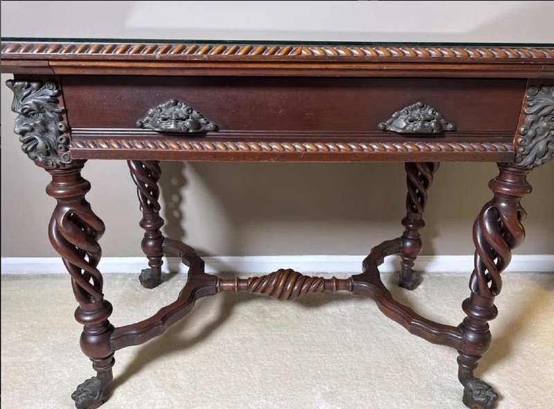 Antique Victorian Mahogany Library Table Desk – Merklen Brothers gallery