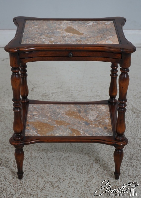 L67214: THEODORE ALEXANDER 2 Tier Mahogany Marble Top Stand gallery