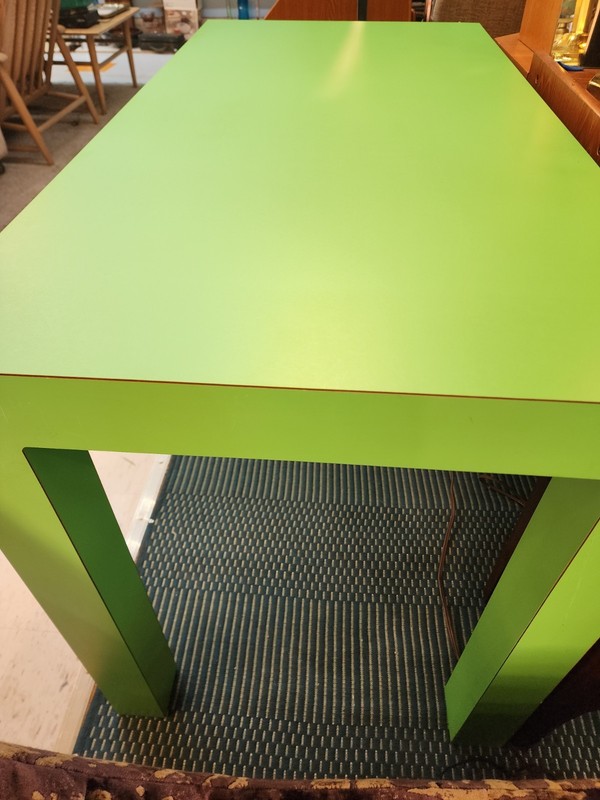 Vintage lime green Parsons table gallery