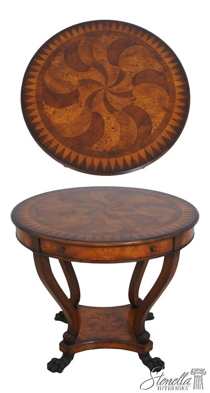L72325: THEODORE ALEXANDER Burl Wood Swirling Teardrops Center Table