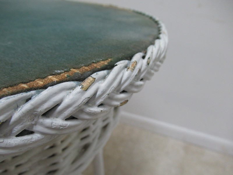 Antique Wicker Outdoor Porch Petite Sofa Hall Serving Table gallery