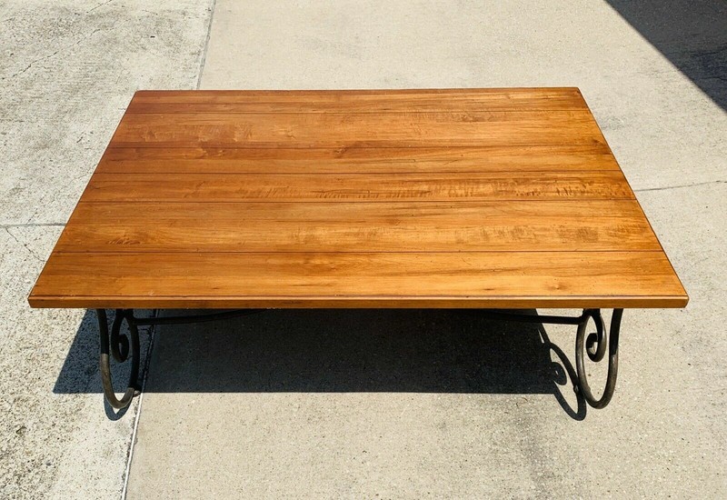 ETHAN ALLEN LEGACY COLLECTION WROUGHT IRON BASE COFFEE COCKTAIL TABLE 13-8320 gallery