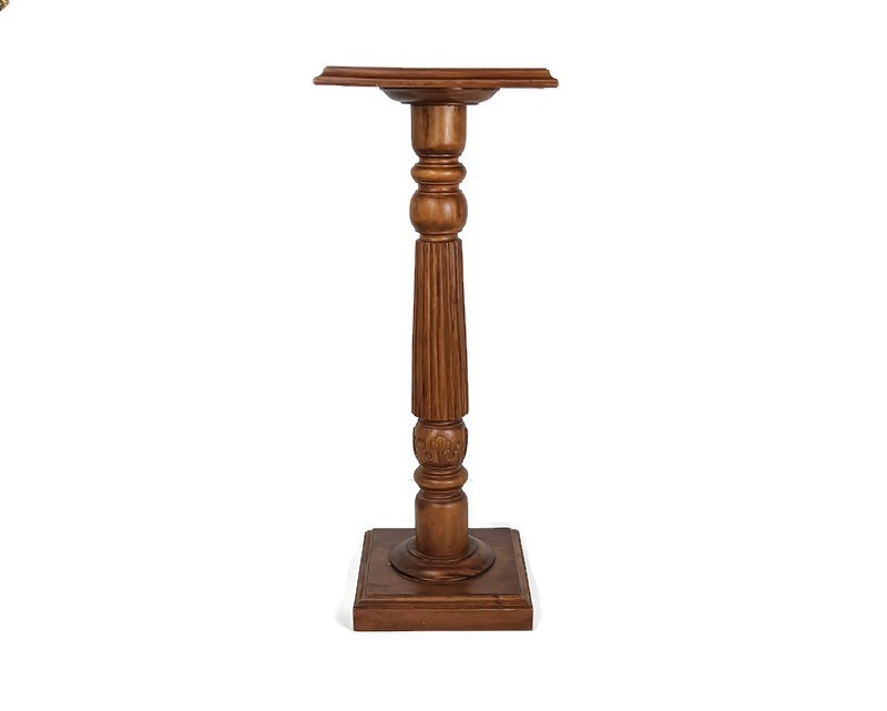 wooden Pillar Pedestal Display Side Occasional Table Bonsai Plant Stand Ornate V