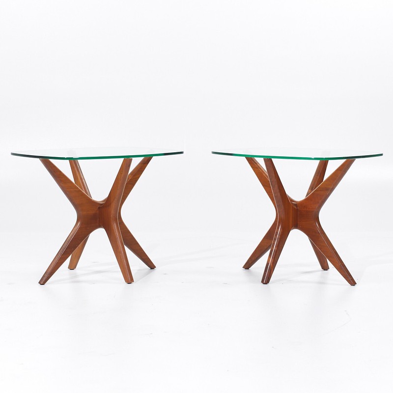 Adrian Pearsall Mid Century Walnut Jacks Side Tables – Pair