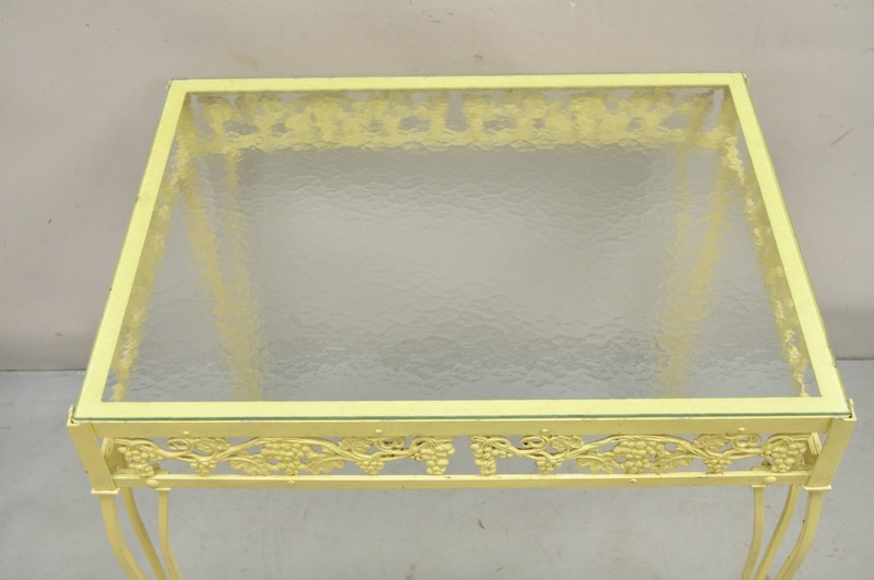 Vintage Art Nouveau Cast Aluminum Yellow Grapevine Garden Patio Side Table gallery