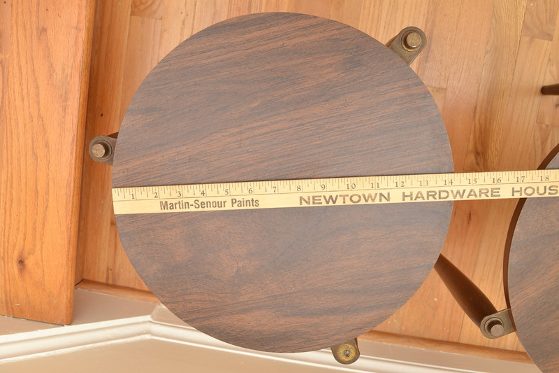 Mid-Century MCM Walnut Laminate Stacking Round Side Tables - Set of 2 gallery