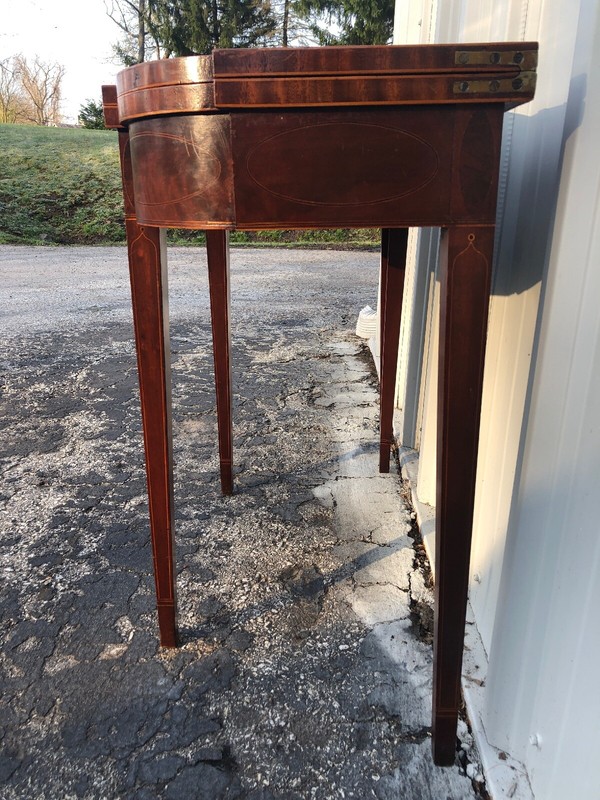 Rare New York Hepplewhite Inlaid 5 Leg Card Table 29 3/4” X 36 1/4” X 17 1/2” gallery