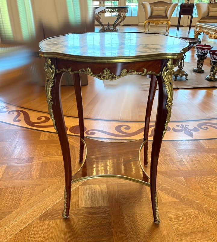 Louis XV Style Marble Top Bronze Mounted Mahogany Occasional Table gallery