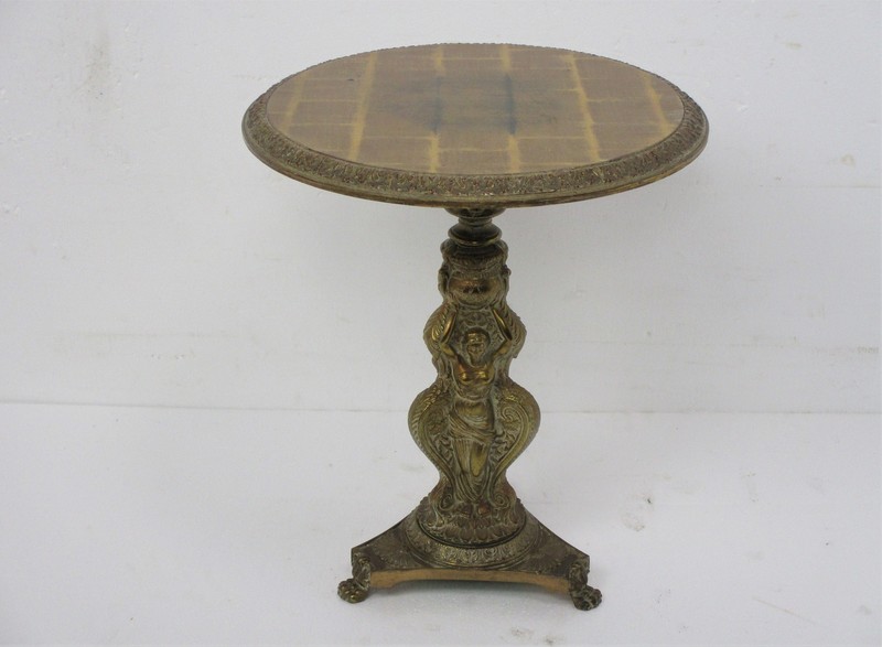 Three Graces Ornate Brass Pedestal Table Plant Stand Side Wine Coffee Table Holl gallery