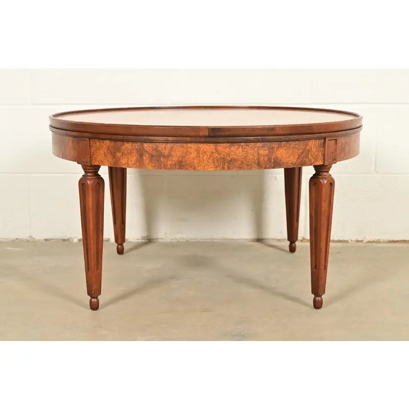 Baker Furniture French Regency Louis XVI Burled Wood Coffee Table, Circa 1960s gallery