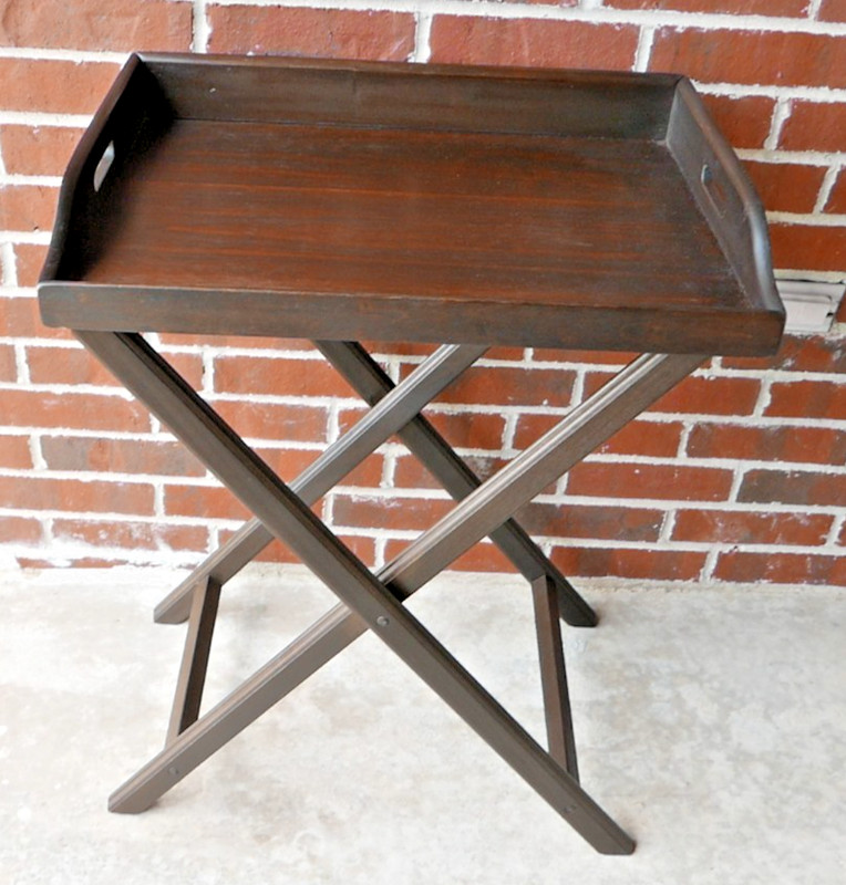 VINTAGE ENGLISH WALNUT BUTLER’S TRAY TABLE WITH FOLDING STAND