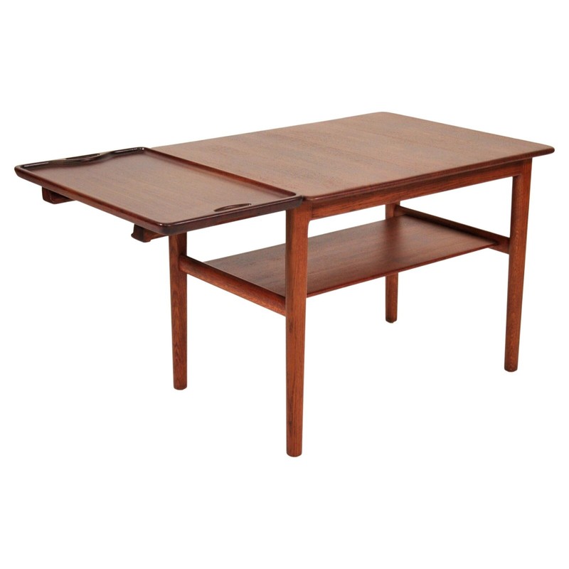 Rare! Hans Wegner Danish Modern Teak Tray Table Tray for Johannes Hansen 1950s