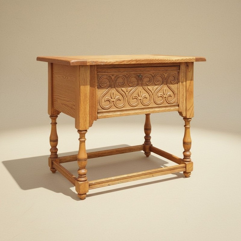 GM Radio (removed) Table Solid Oak End/Coffee Table Unique Rare Ornate Beautiful