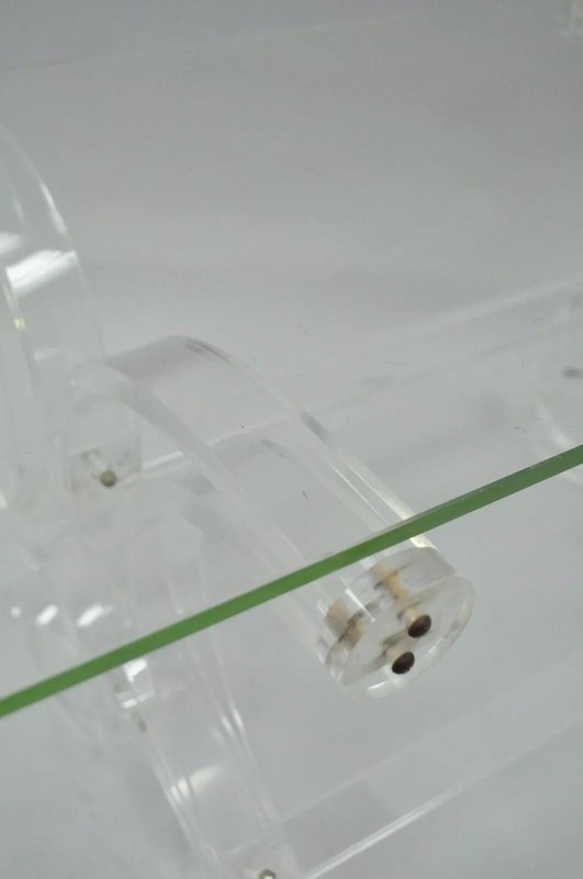 Mid Century Modern Scrolling Ribbon Lucite Glass Hollywood Regency Coffee Table gallery