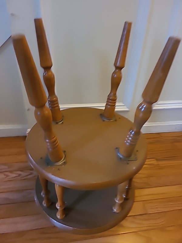 Vintage Solid Wood End Table Round Two Tier 17" Maple Laminate Top (d3) gallery