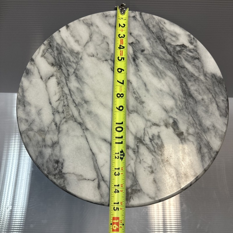 Vtg Mid Century Hollywood Regency Marble Top Brass Plant/Pedestal Table 17” Chip gallery