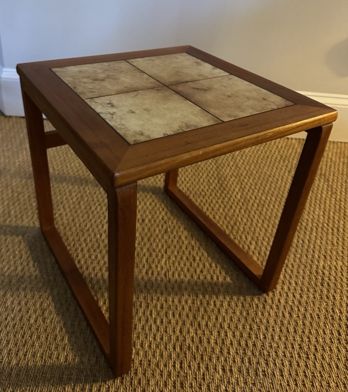 Danish Modern Teak Tile End Table Square 60s – 16.5 “ H – Denmark