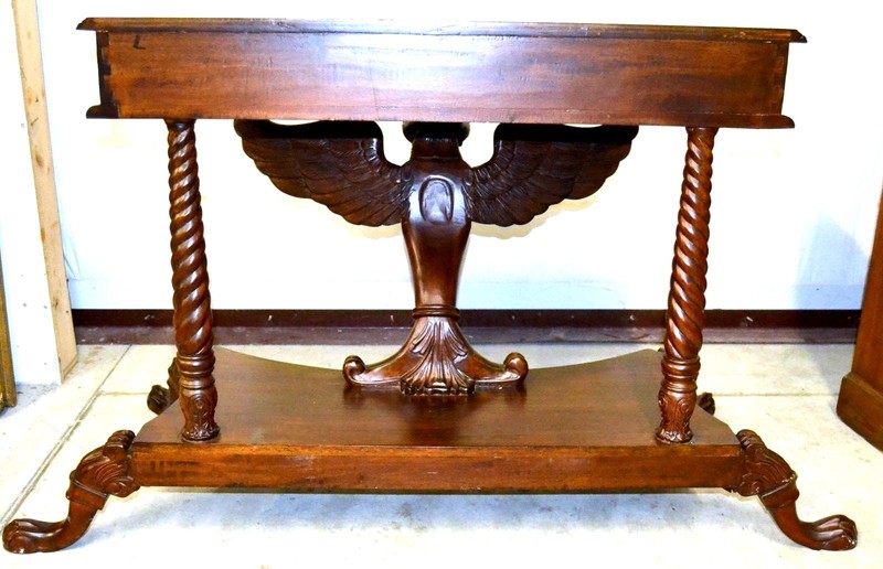 Neo Classical Library Console Game Table Carved Mahogany Antique Entryway Sofa gallery