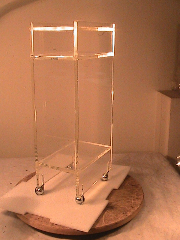 Vintage Lucite small Side Table on rollers 10.5x7x24 inches