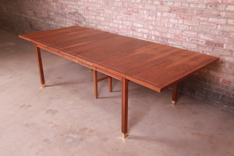 Harvey Probber Style Mid-Century Walnut Extension Dining Table, Newly Refinished