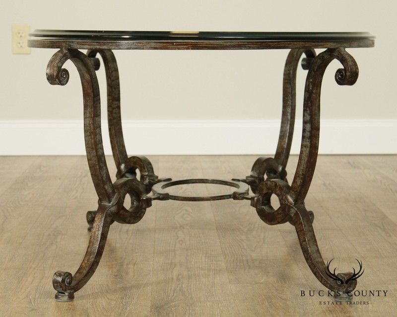 Quality Hand Forged Steel Oval Glass Top Coffee Table gallery