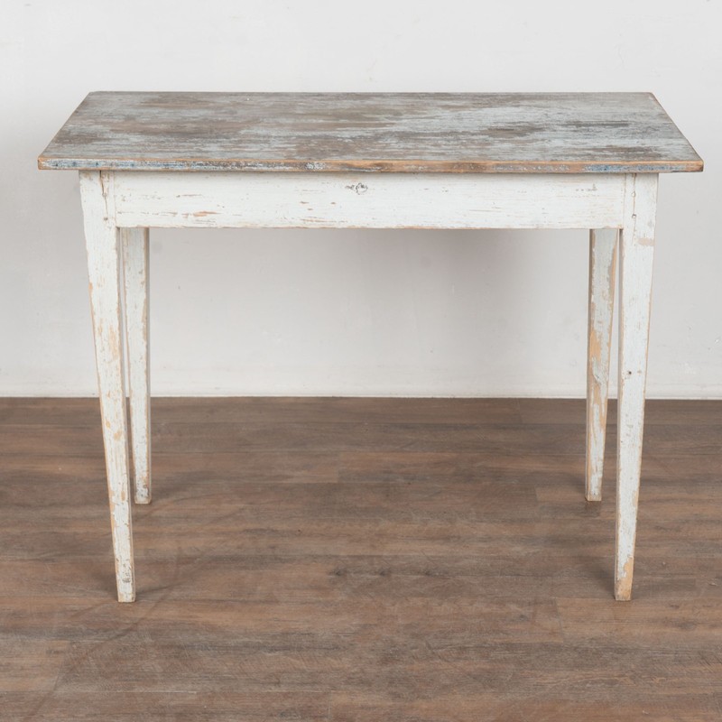 19th Century Original Gray Painted Swedish Pine Side Table gallery